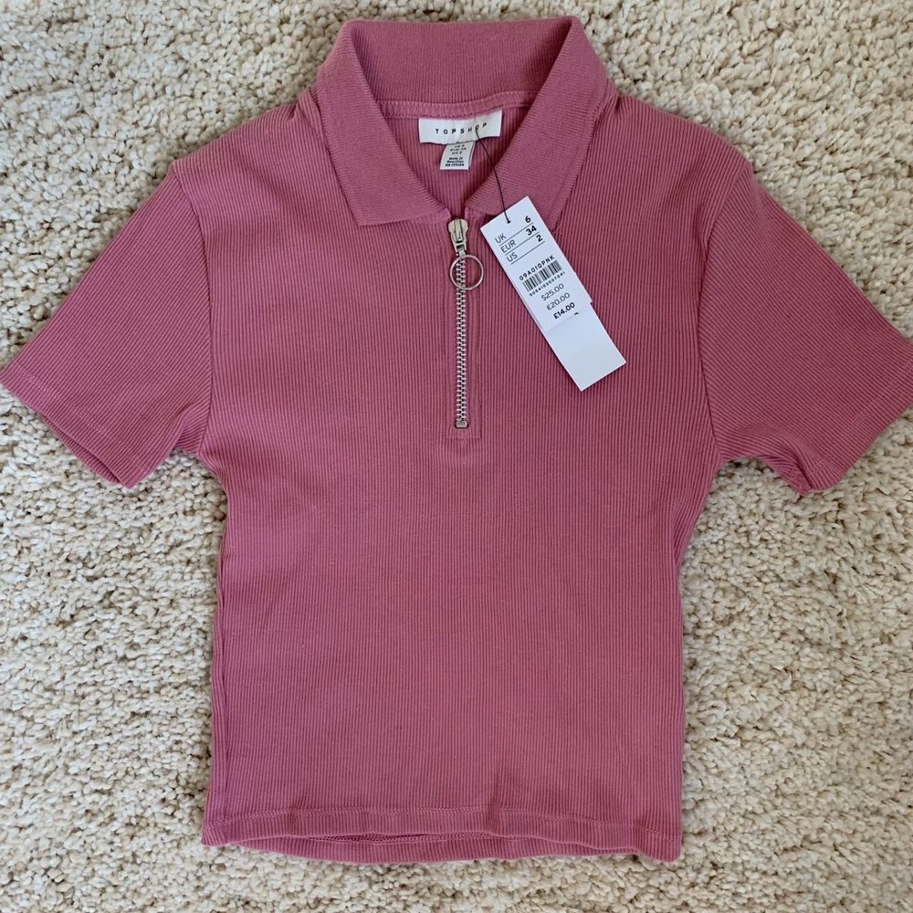 Pink collared Topshop top